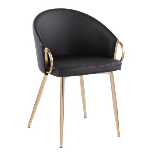 Claire Chair (Black Faux Leather + Gold Metal)